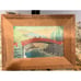 Vintage Framed Painting on Silk Cloth Sacred Bridge Nikko Nat'l Park Tokyo Japan