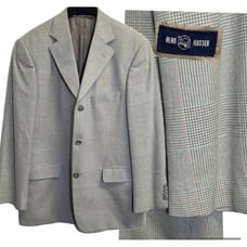 Alan Flusser Jacket Mens 40S Beige Glen Plaid Silk Wool Blend Blazer Sports Coat