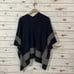 CAbi Reversible Wrap Poncho Sweater (Style 3163) - Blue/Oatmeal - M/L