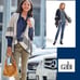 CAbi Reversible Wrap Poncho Sweater (Style 3163) - Blue/Oatmeal - M/L
