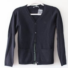 NWT Bonpoint Boy's 67 Long Sleeve Wool Button Front Cardigan Sweater Black 12