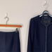 Michel Klein No-Collar Suit, Top Size 38, Bottom Size 36, Waist 66, Dark Navy, Lametta, DMW