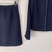 Michel Klein No-Collar Suit, Top Size 38, Bottom Size 36, Waist 66, Dark Navy, Lametta, DMW