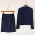 Michel Klein No-Collar Suit, Top Size 38, Bottom Size 36, Waist 66, Dark Navy, Lametta, DMW