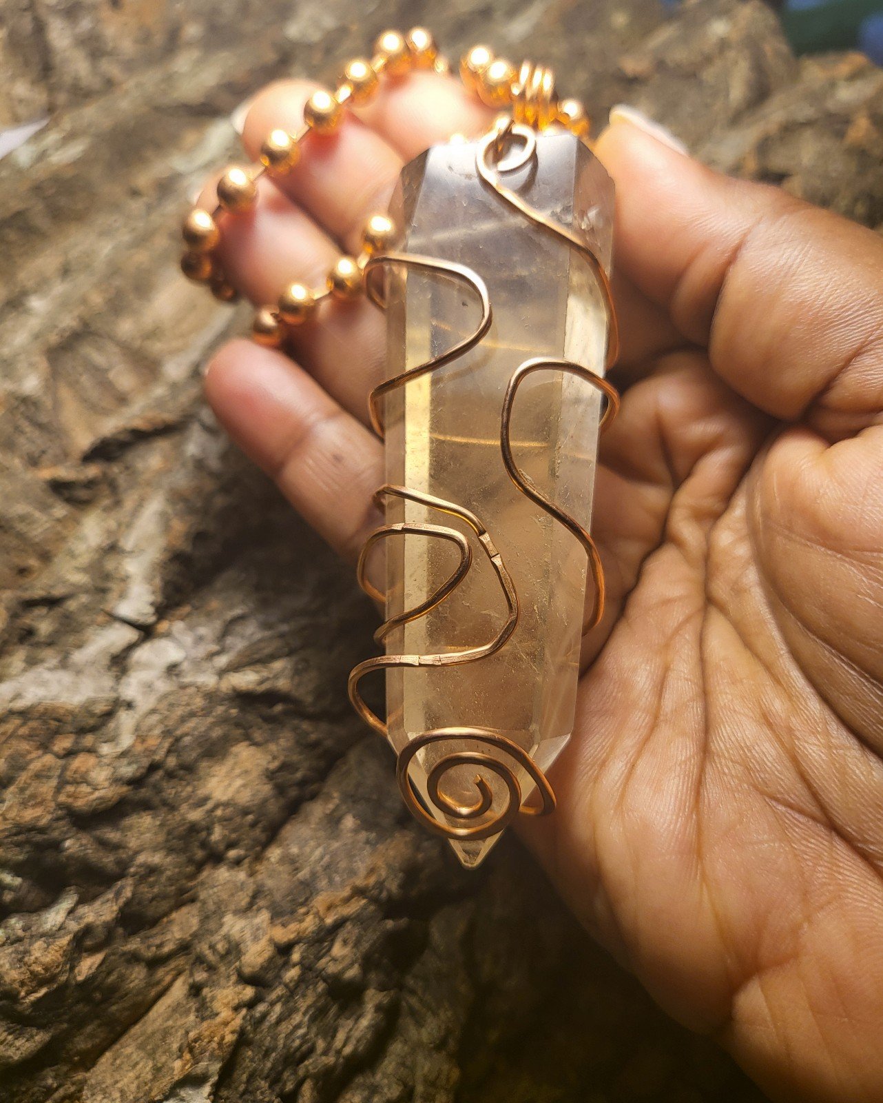 Highest Quality Smoky Citrine Crystal Tower Necklace