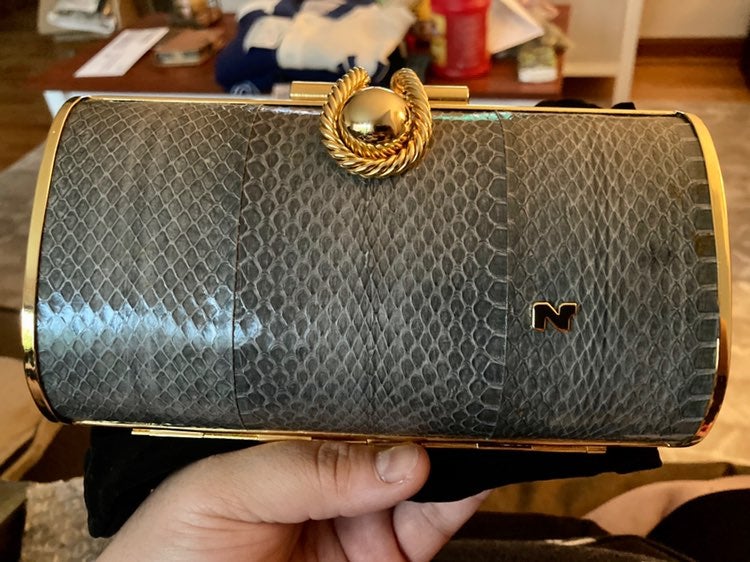 Nina Ricci 1970s Gold & Grey Clutch