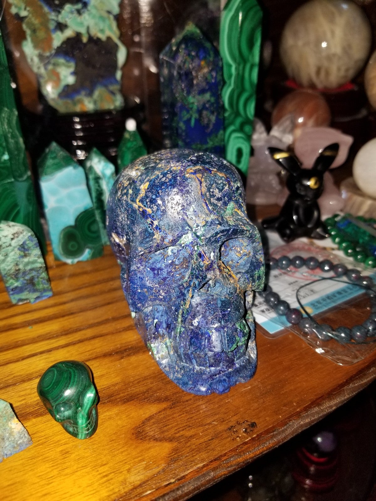Medium size azurite and malachite skull