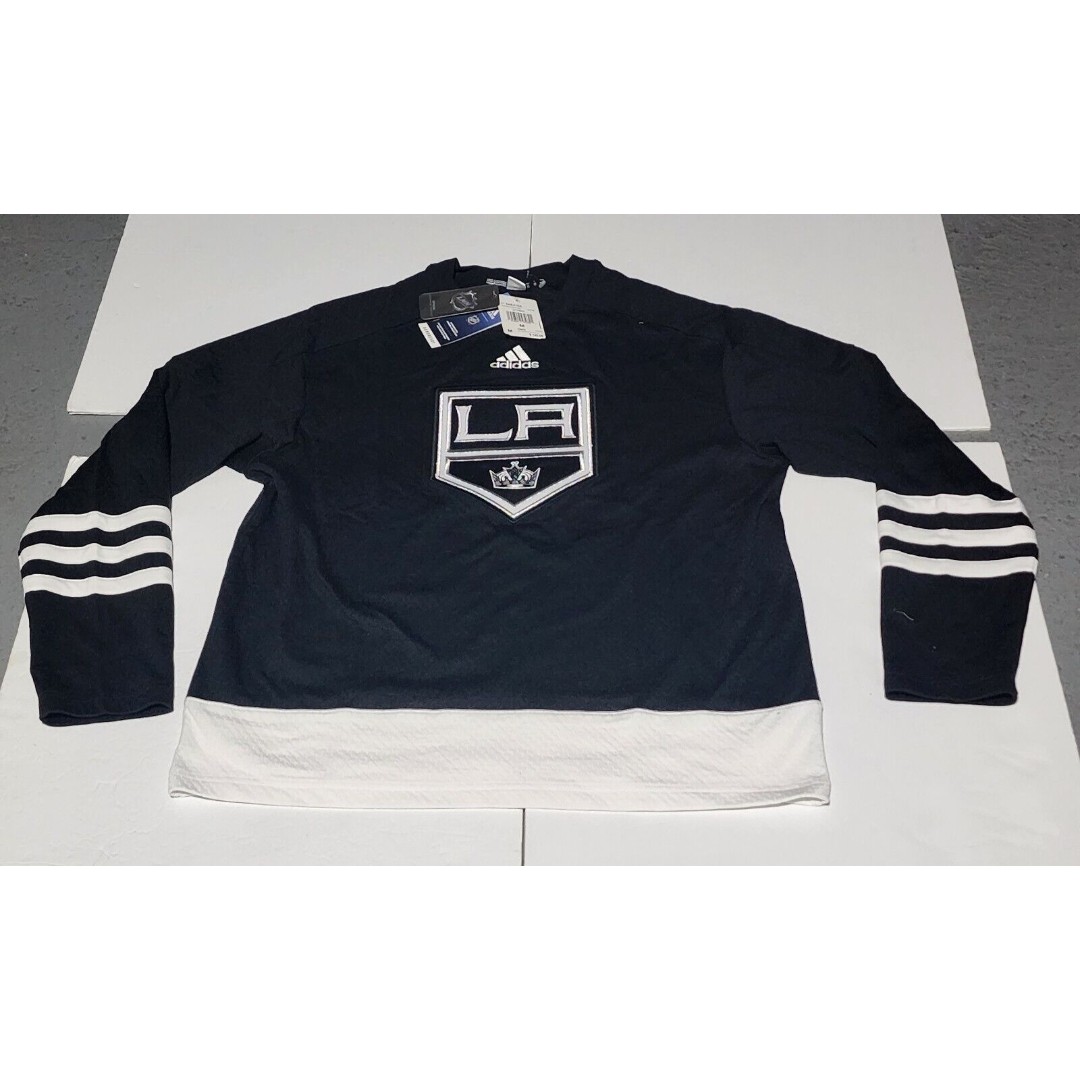 New NHL Adidas Los Angeles Kings Hockey Crew Sweater Size MEDIUM Black HA5768