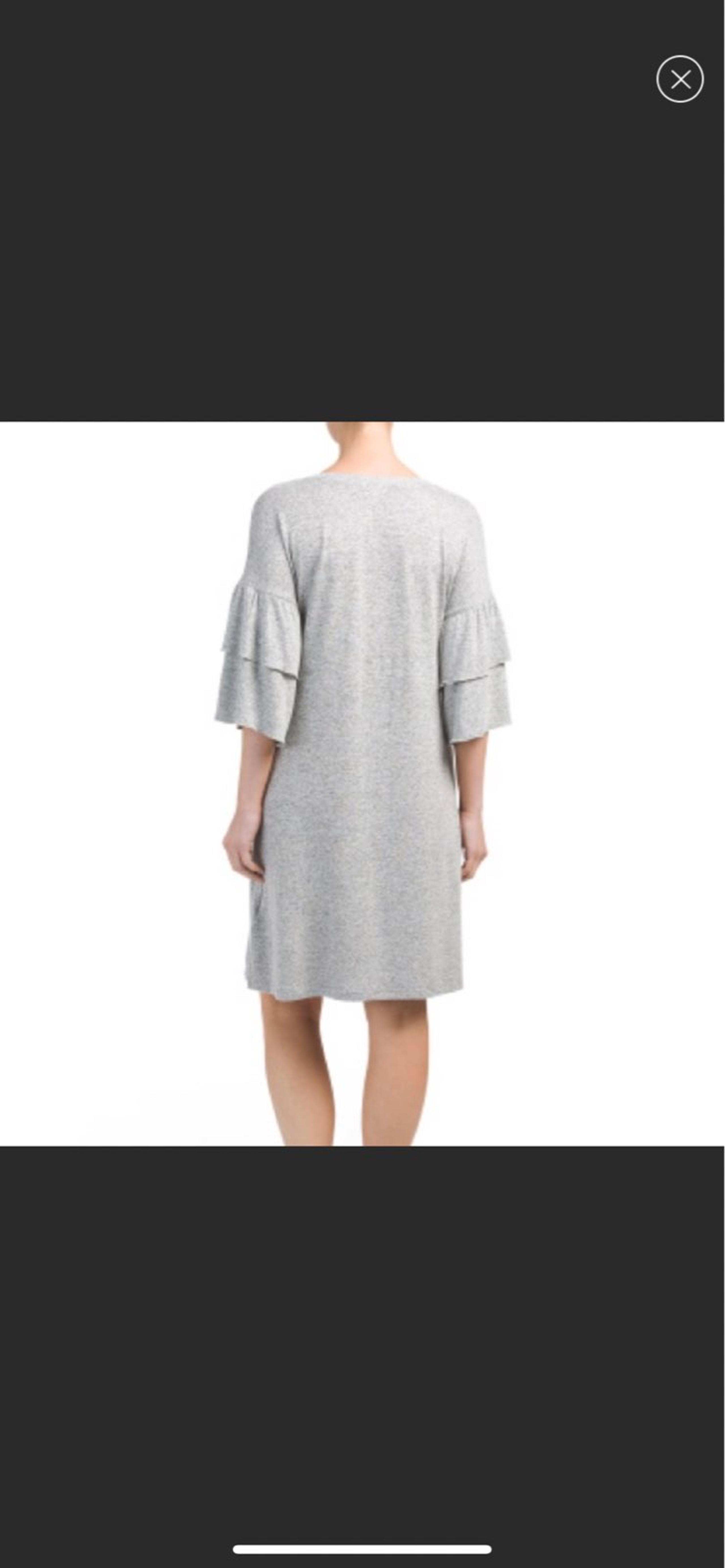Cupio Grey Dress with Ruffle Sleeves Soft Cozy Essential