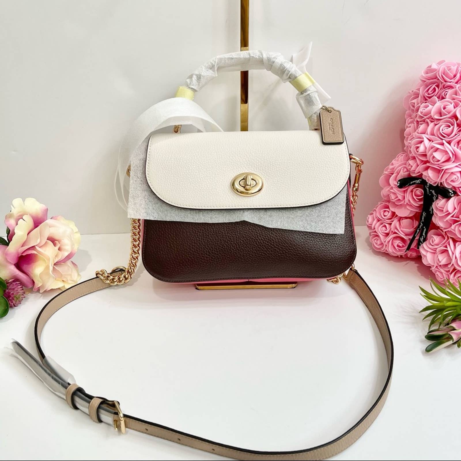 NEW Coach Marlie Top Handle Satchel In Colorblock Chalk Multi shops C2836