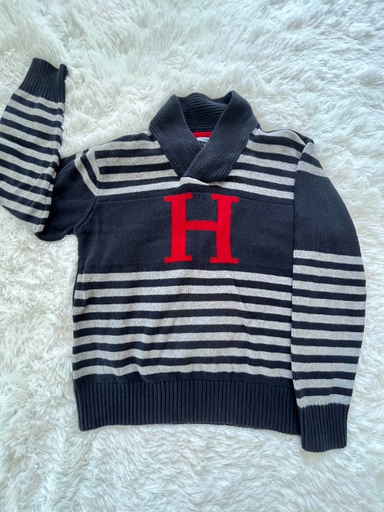 Medium Mens Blue & Big Red H Logo Tommy Hilfiger Sweater