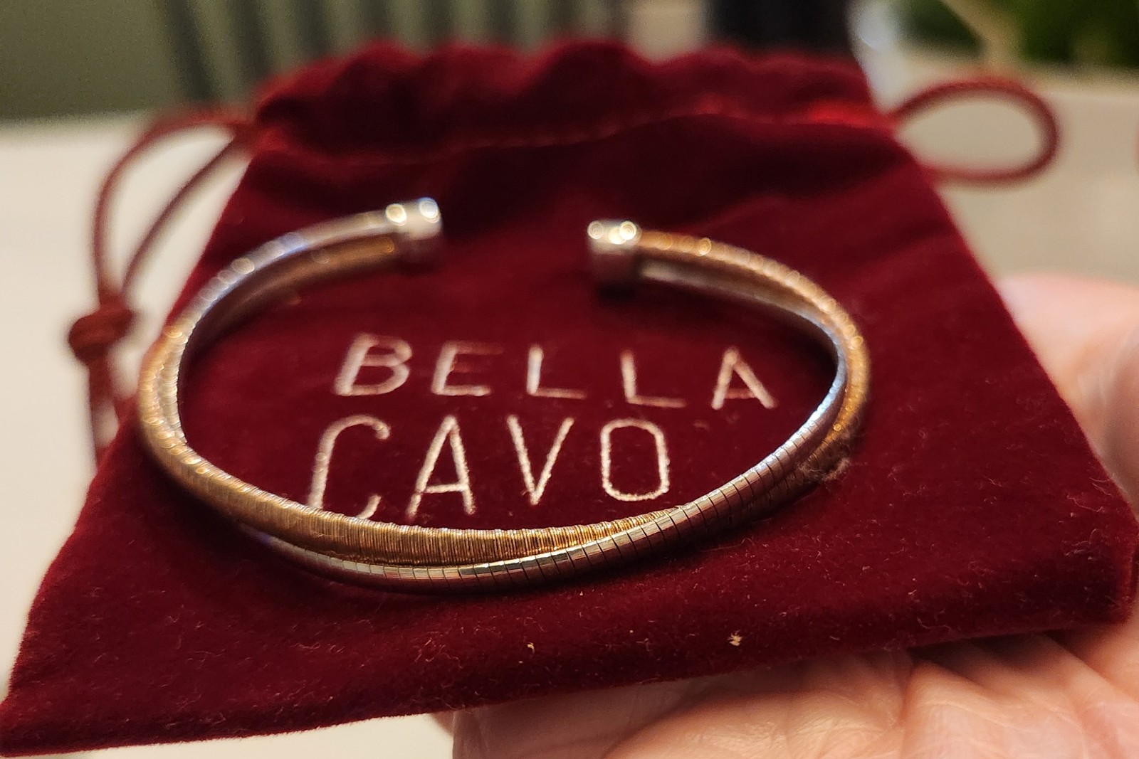 Bella Cavo Rose Gold Finish Sterling Silver & Rhodium Finish Omega Twist Cuff