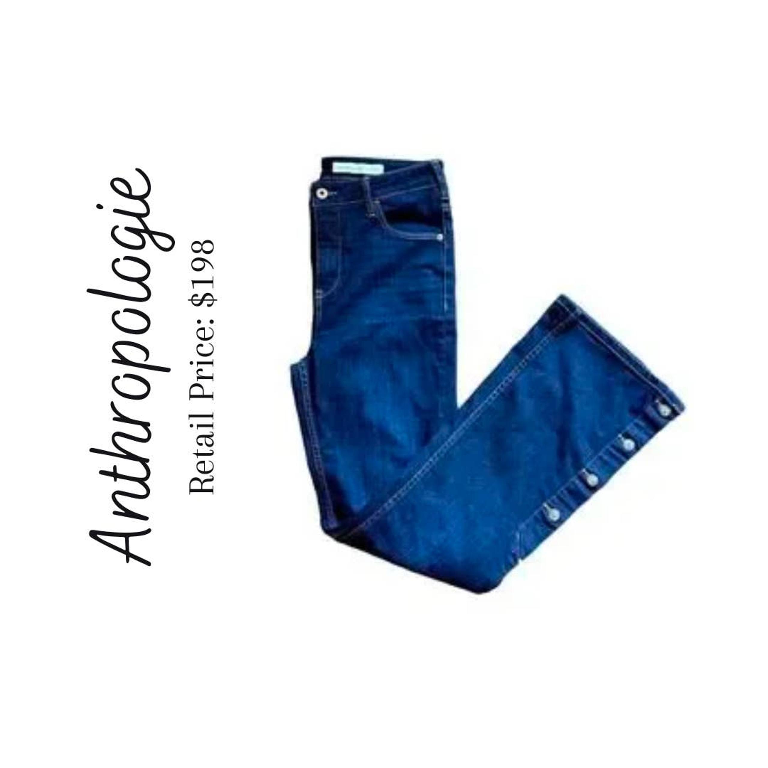 NWOT Anthropologie Pilcro High Rise Bootcut Botton Embellished Jeans