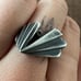 Vintage Geometric Abstract Deco Fan Ring 925 Sterling Silver