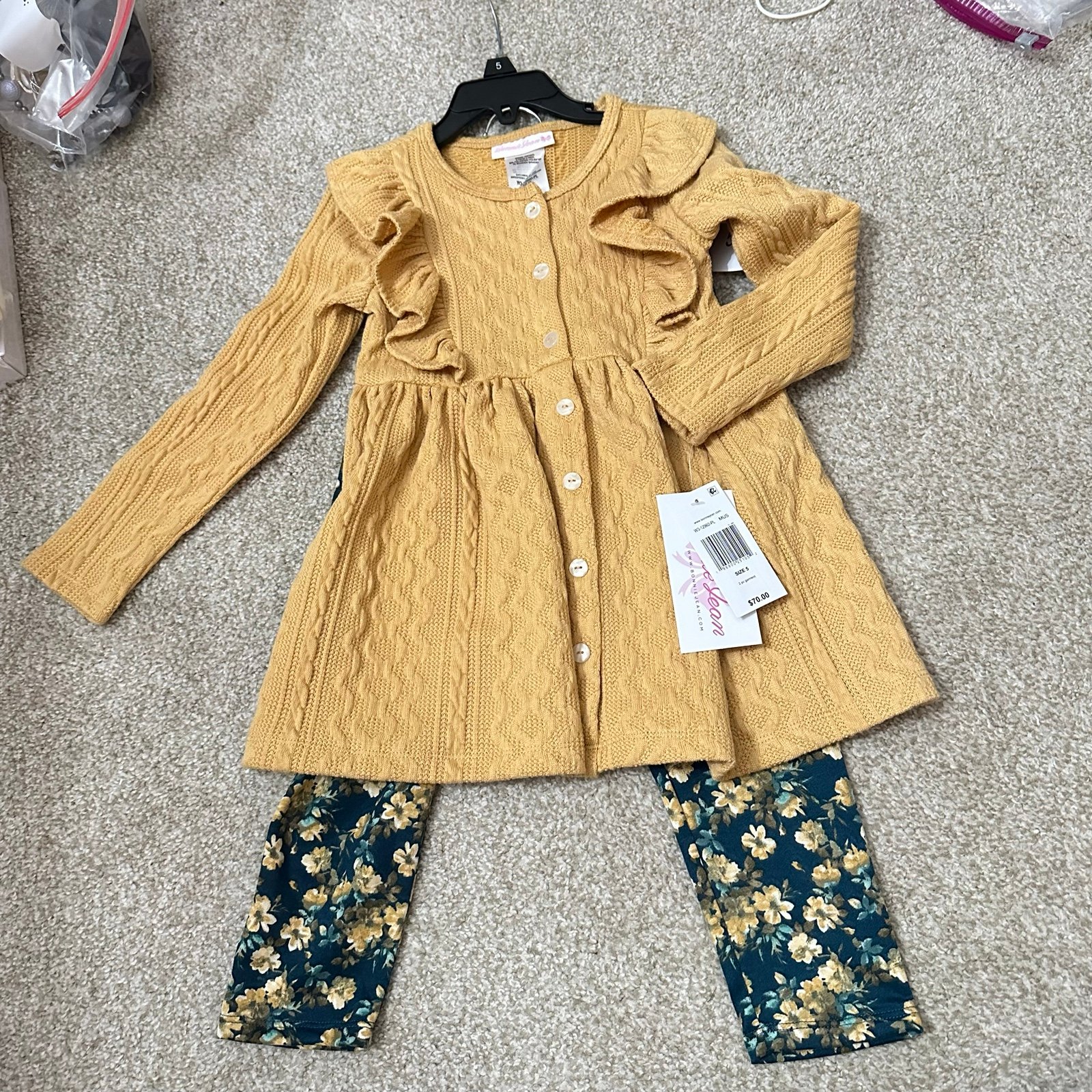 Bonnie Baby tunic and pants, girls size 5. NWT