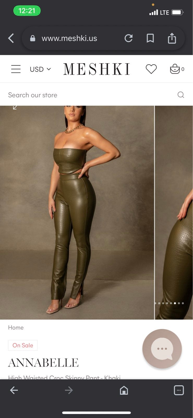 Meshki green snake skin anabelle pants