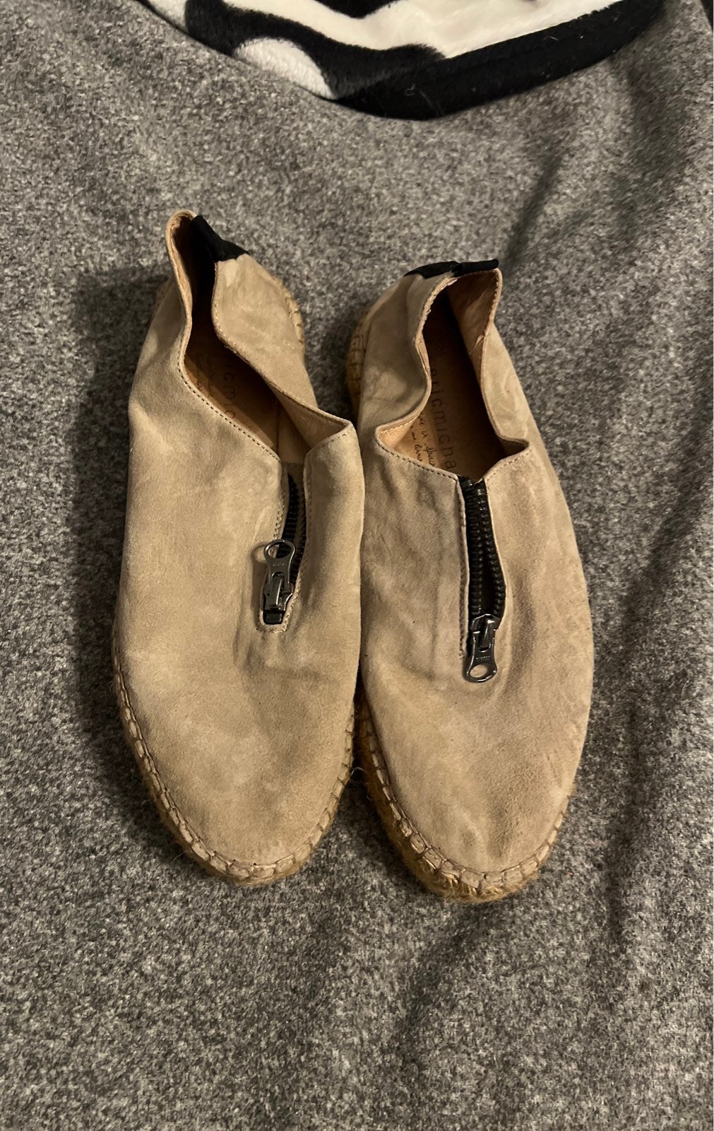 Eric Michael Beige Leather Serena Espadrilles Size 37