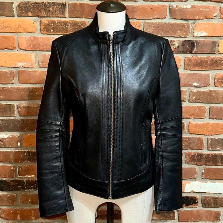 Tibor Leathers Black Leather Full Zip Jacket Size Medium