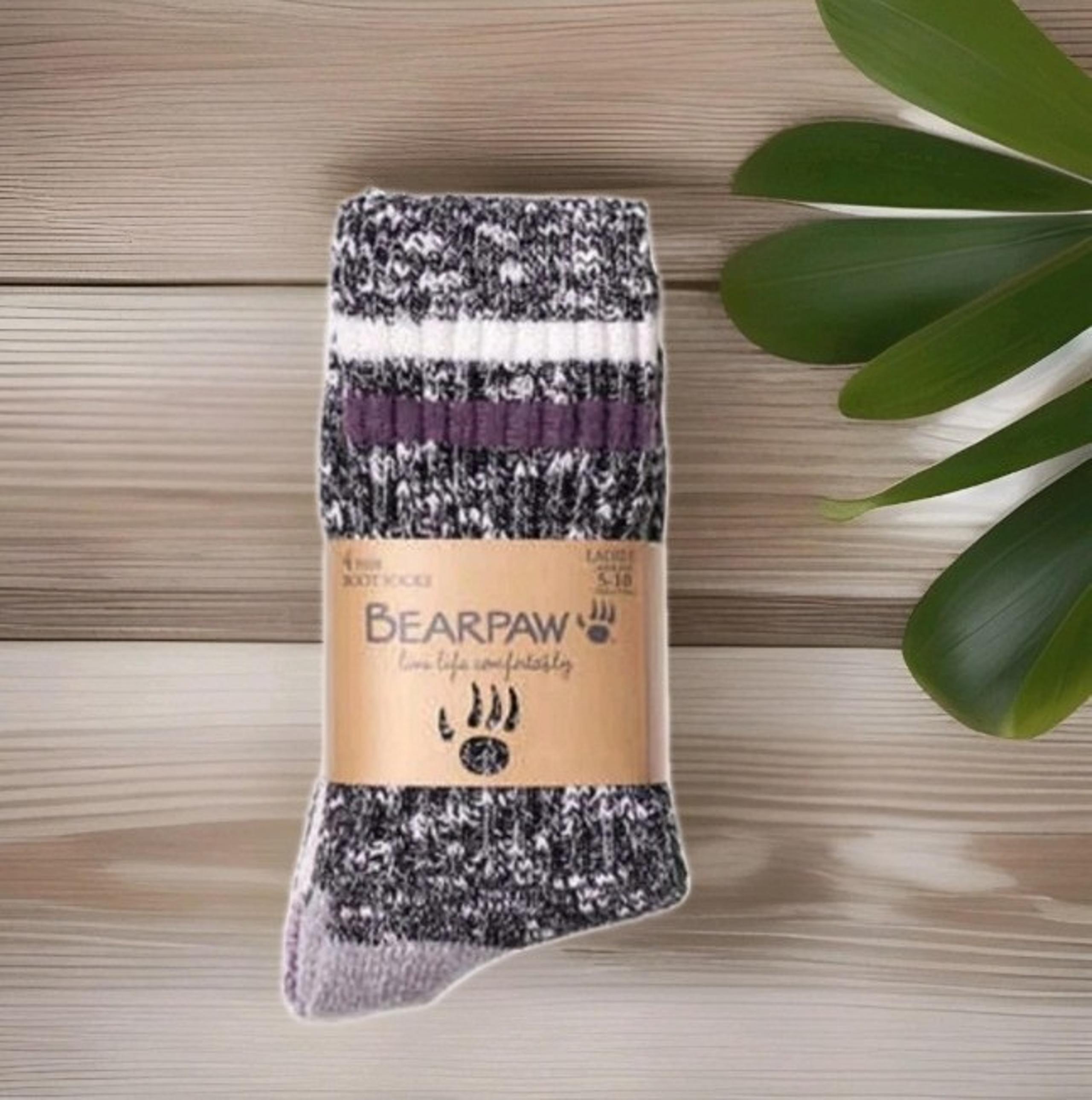 Ladies' BearPaw Boot Socks, 1614698 Gray Black Pack 4 Pairs New Size 5-10