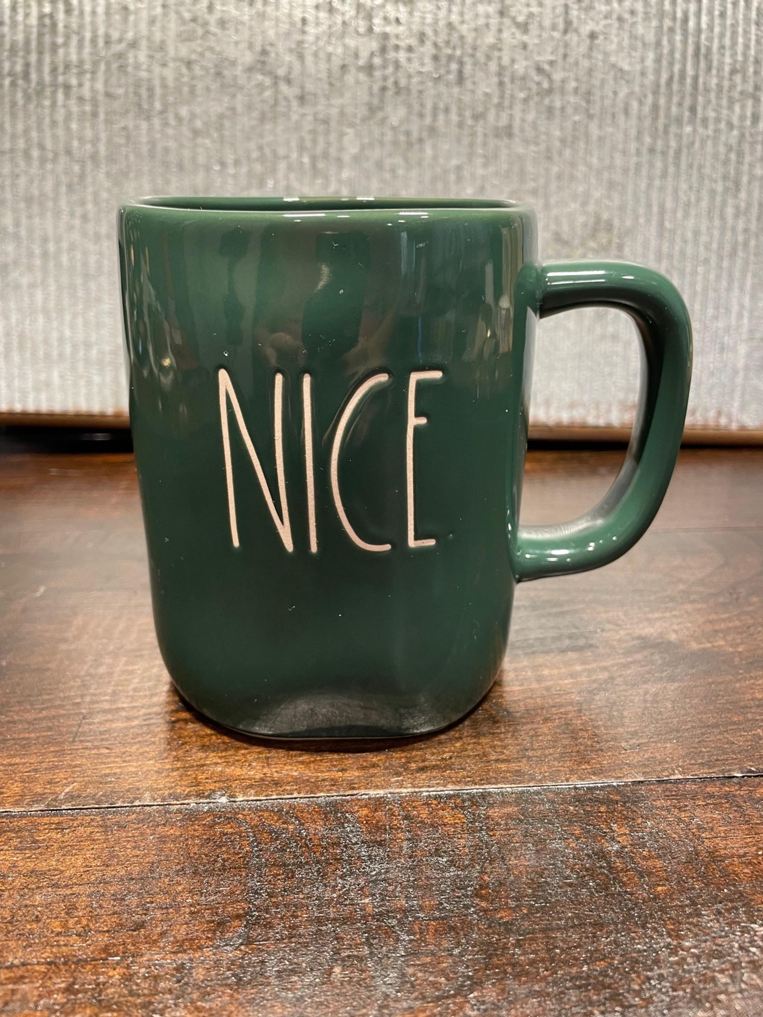 Rae Dunn Groom "Nice" Green Holiday Coffee Tea Mugs Cup By Magenta
