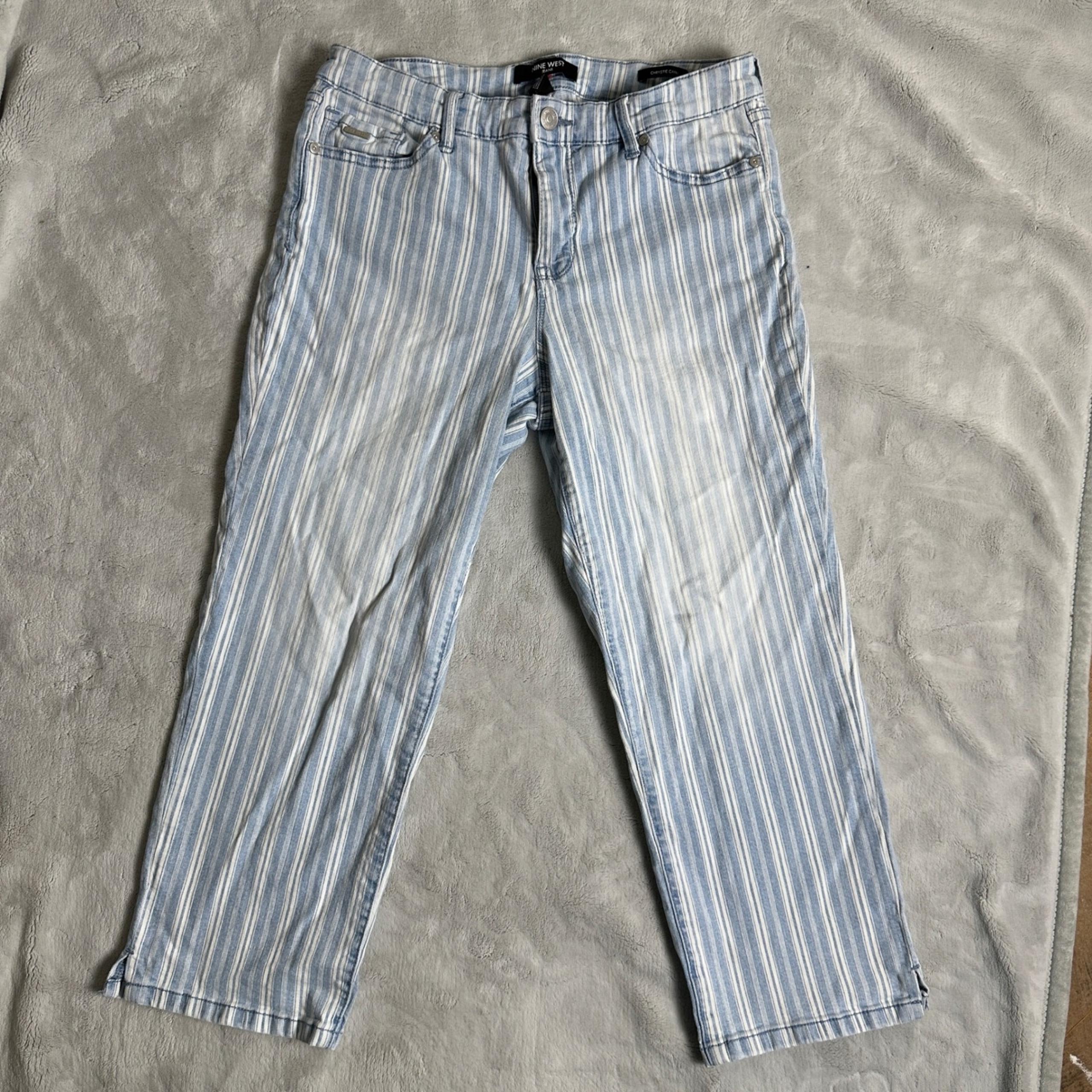 Women's Nine West Jeans Striped Faded Christie Capri size 8