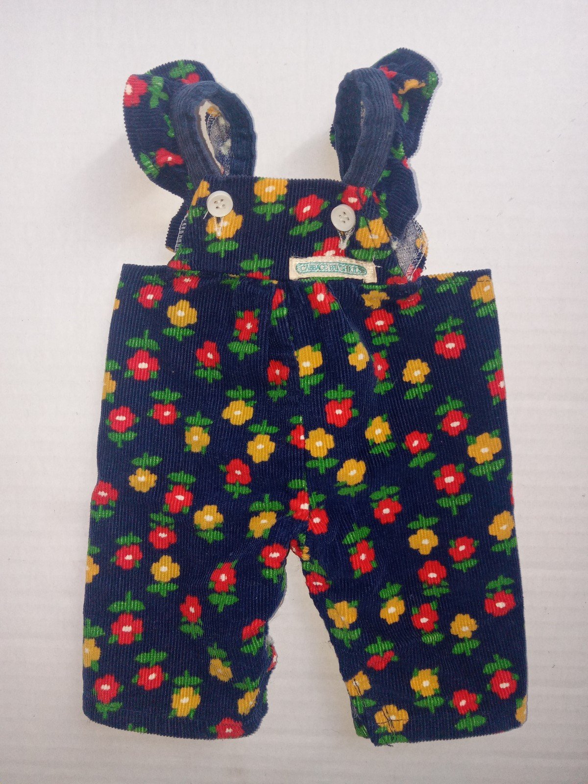 Vintage HTF Coleco Cabbage Patch Kids Floral Overalls Jumper Romper Corduroy