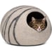 MEOWFIA Premium Felt Cat Bed Cave Handmade 100% Merino Wool Large Light Grey Bal