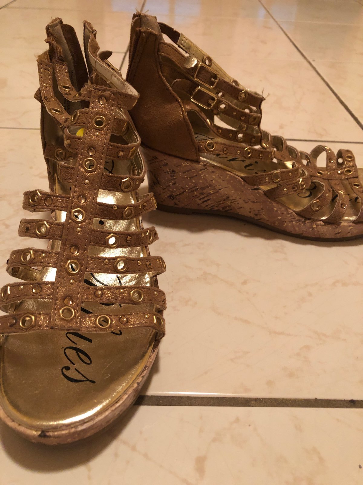 Gold Wedge Heels Size 8