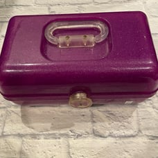 Caboodles Train Case, Makeup Organizer Box, Silver Purple Jewelry, 2622 Cosmetic