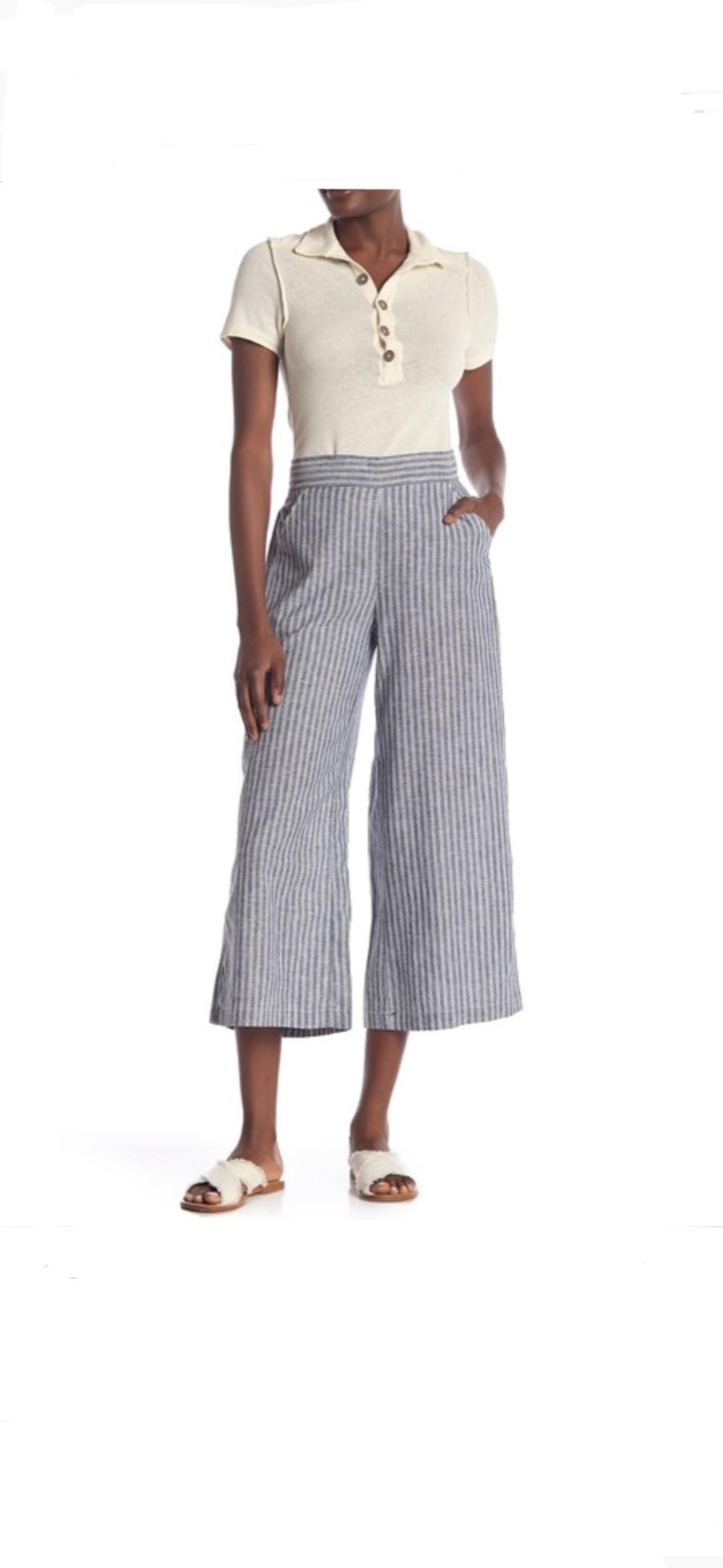 Max Studio Linen Blend M Wide Leg Pants