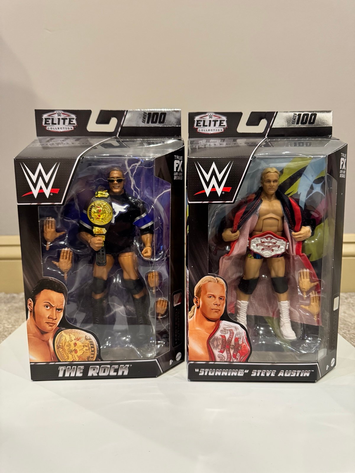 WWE Elite 100 the rock and stunning Steve Austin