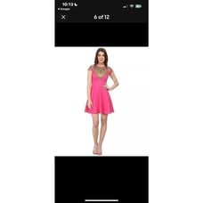 Ted Baker Size 1 Marliza Fit Flare Mini Dress Bright Pink Jewel Chain Print Bold
