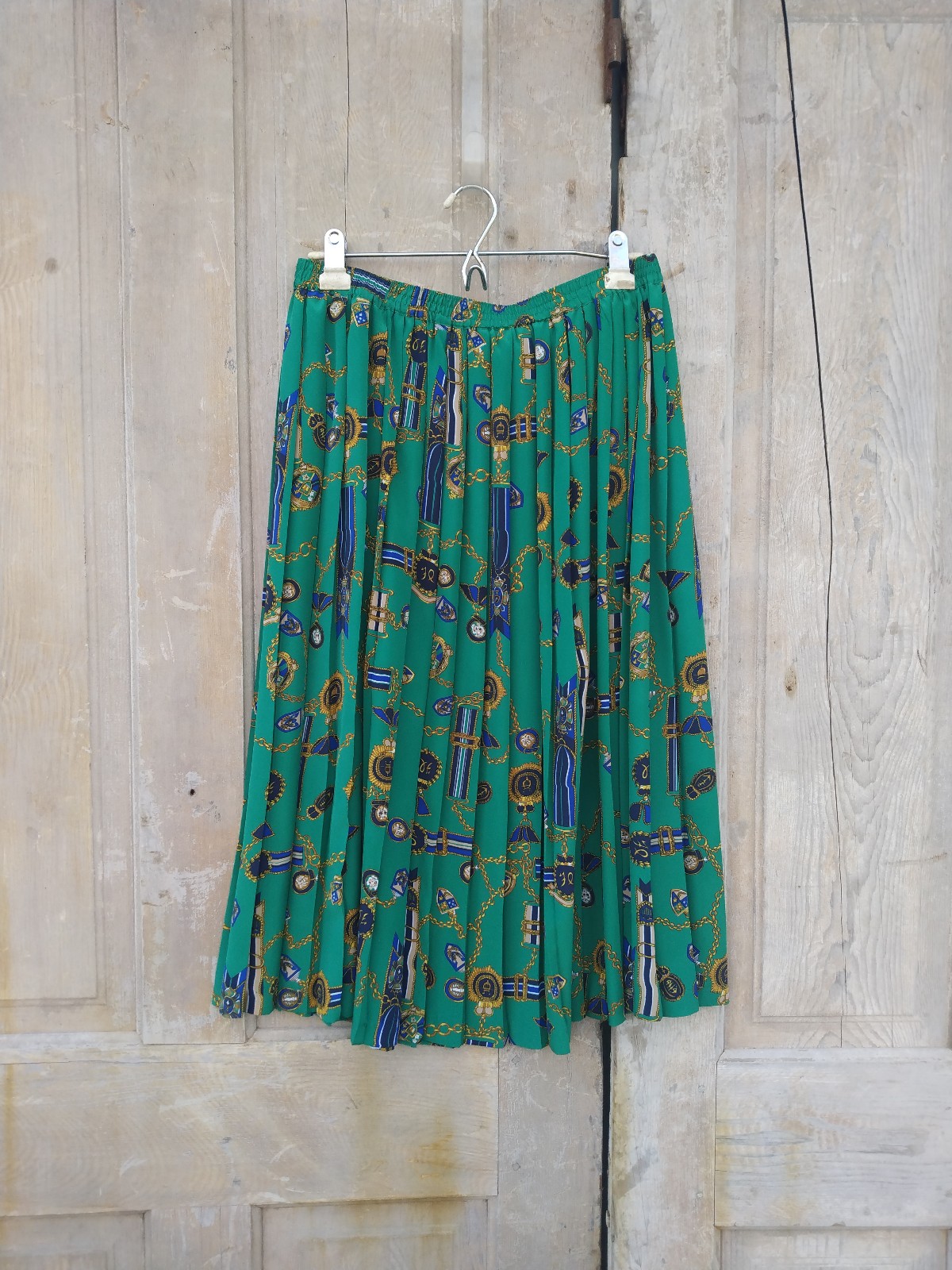 Vintage Green Pleated Skirt