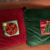 2 Velvet velour red and green Christmas throw pillows