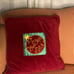 2 Velvet velour red and green Christmas throw pillows