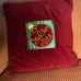 2 Velvet velour red and green Christmas throw pillows