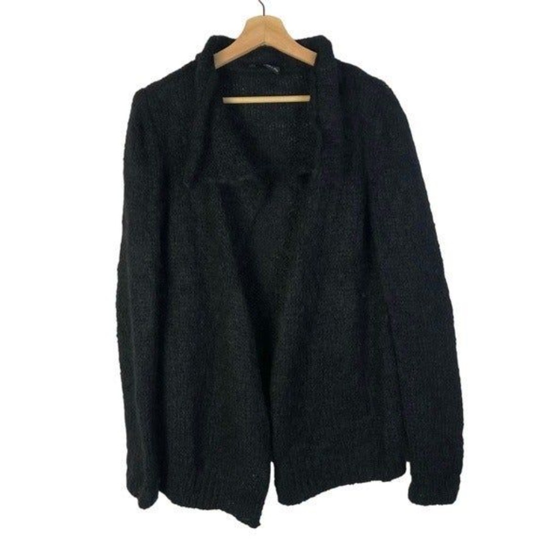 The Kooples Black Mohair Blend Open Drape Front Cardigan Sweater 3/L
