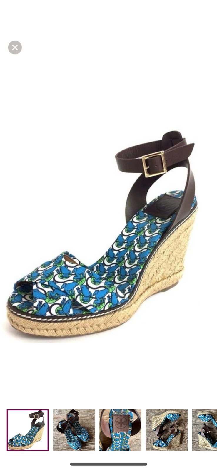 Tory Burch Frog & Lilypad Print Espadrilles Size 9