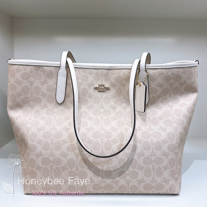 Coach City Tote Bag In Signature Canvas Gold/Sand/Chalk CV976