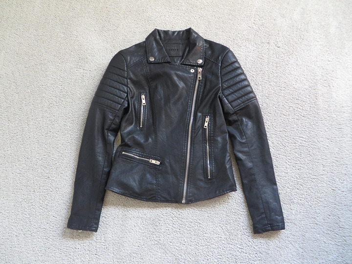 Blank NYC Vegan/Faux Leather Moto Jacket Size XS Black Silver hardware