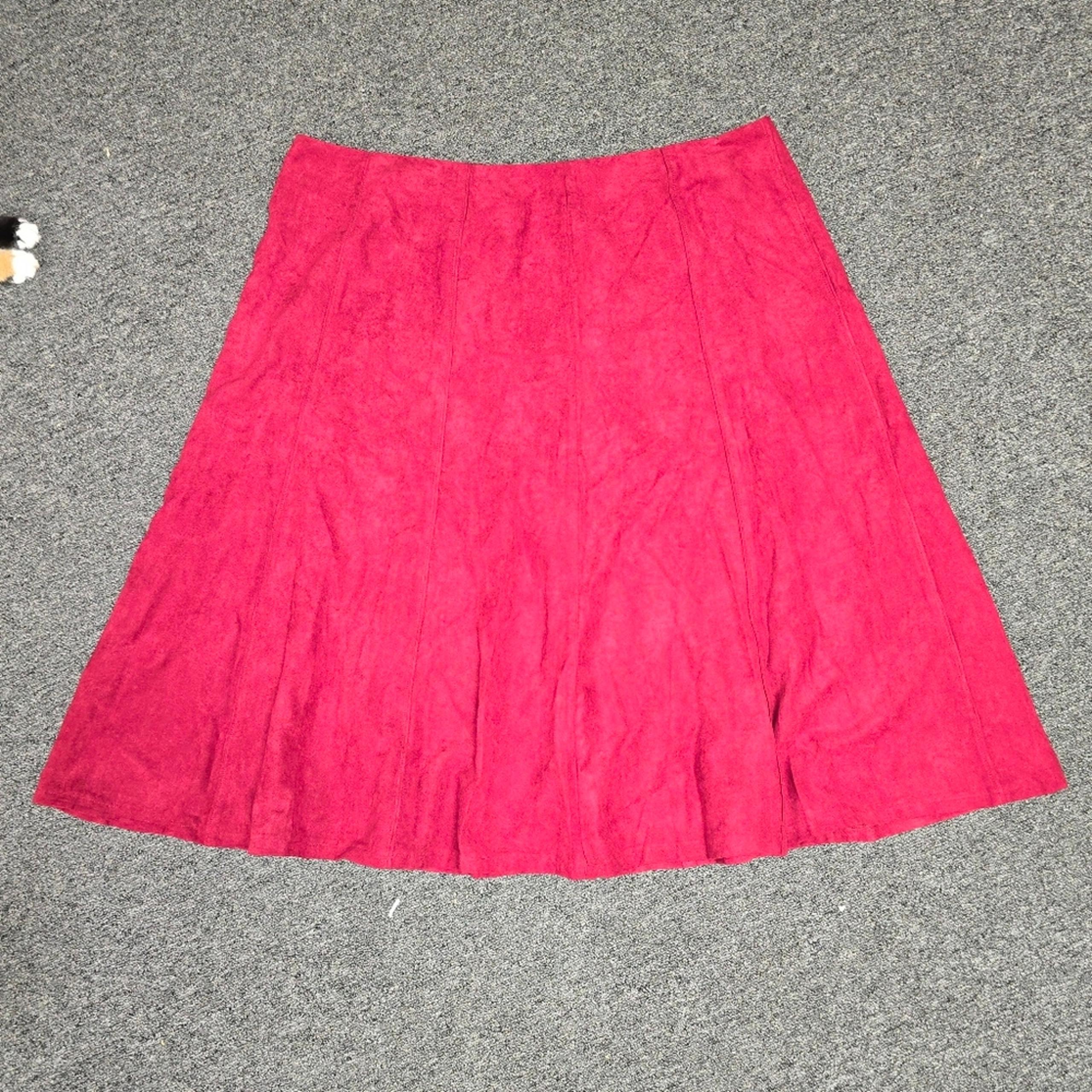 Avenue NWT Cherry Red Faux Suede Pleated A-Line Skirt size 24