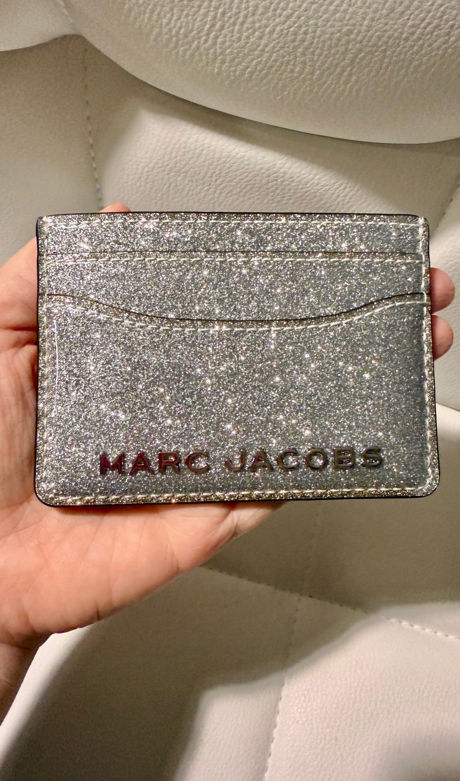 Marc Jacobs Prata Glitter Glossy Card Case