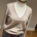 Like NEW! Nordstrom 100% cashmere beige heather vneck sweater size L