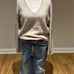 Like NEW! Nordstrom 100% cashmere beige heather vneck sweater size L