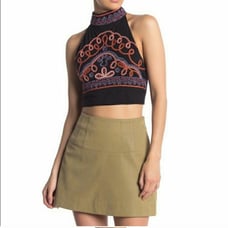 Free People Goa embroidered halter top