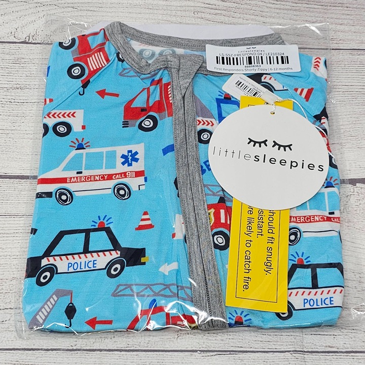 NIB Little Sleepies First Responders Shorty Zippy Size 6-12 months