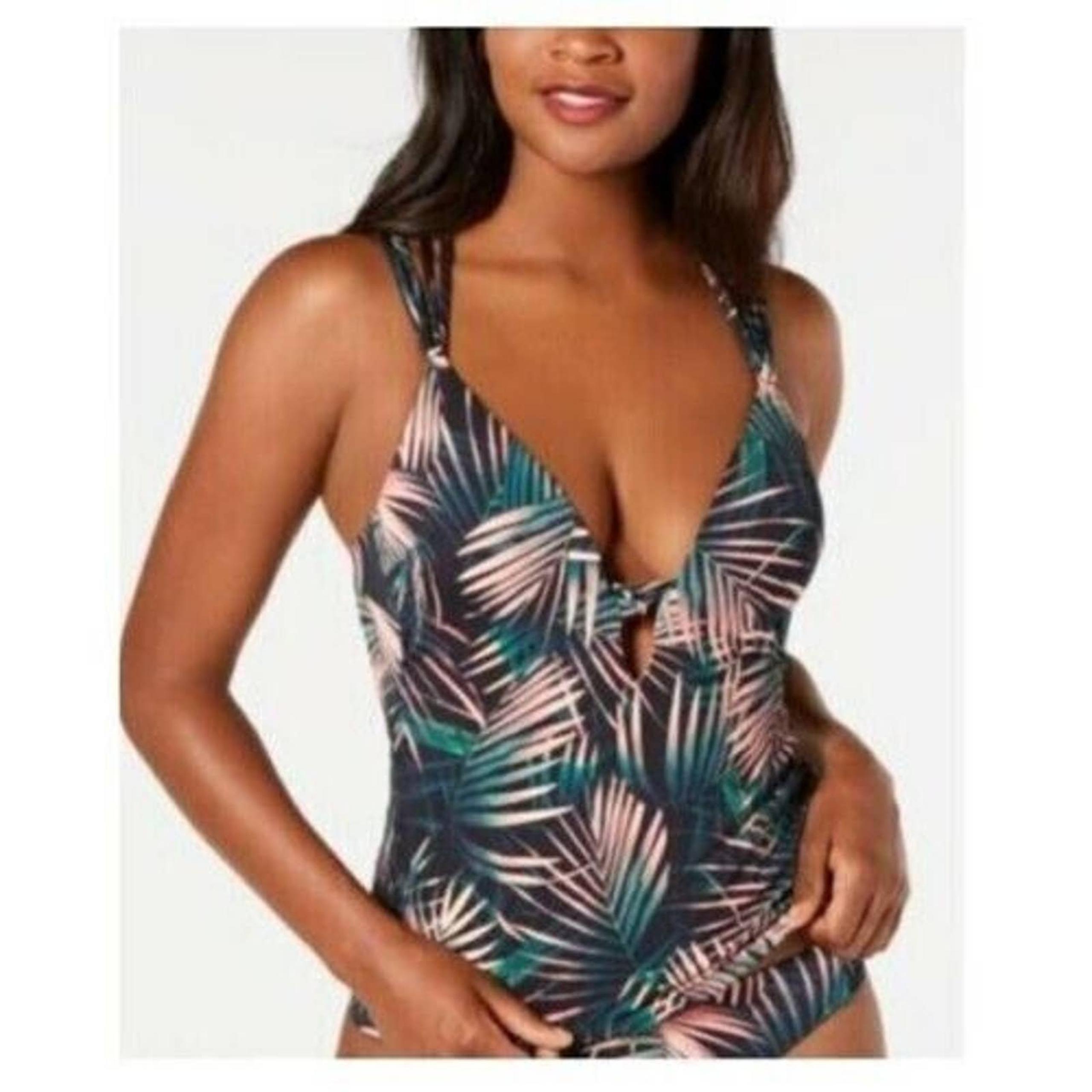 Bar III Bali Nights Black Pink Tropical Tankini Top Strappy Small $54 NWT