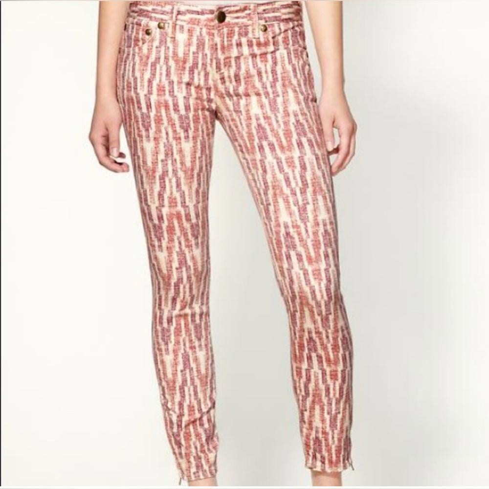 Free People Americana Ikat Red White Crop Skinny Jeans 24