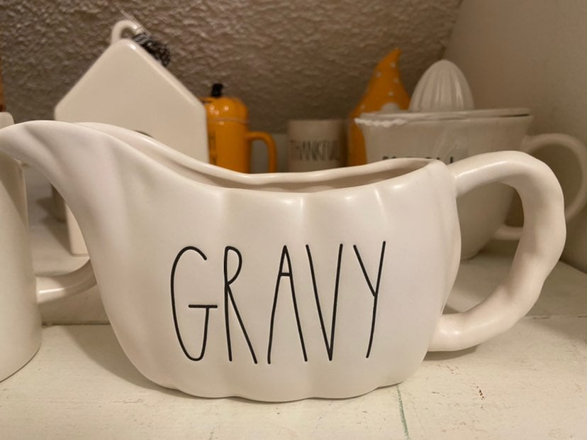 Rae Dunn Gravy Boat and Thankful mug