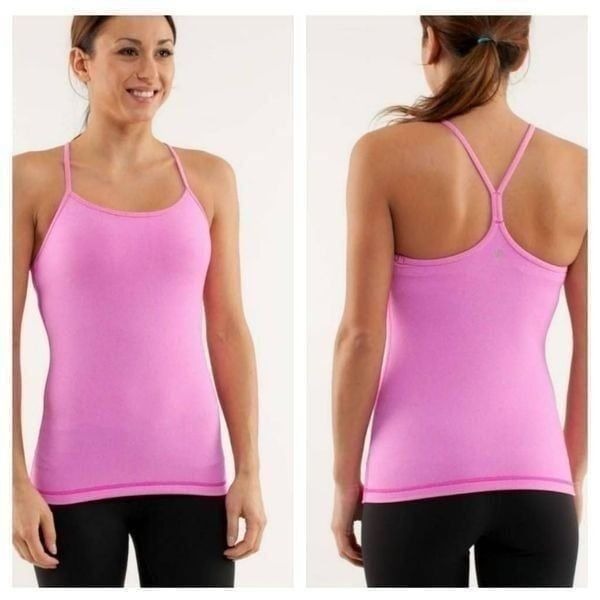 LULULEMON ATHLETICA Power Y Tank in Paris Pink White Microstripe Size 6
